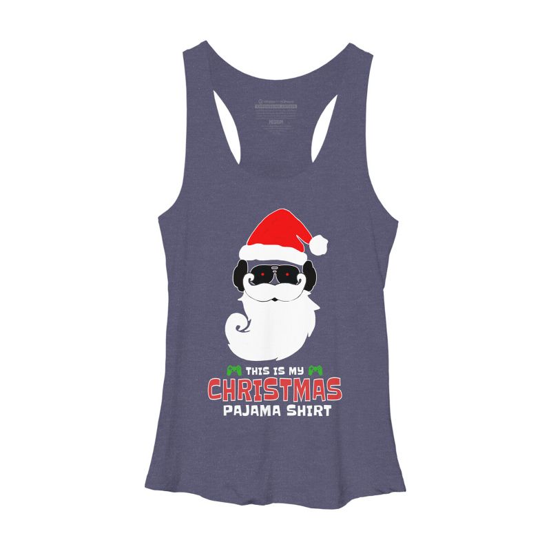Women's Design By Humans This Is My Christmas Pajama Shirt Gamer Video Game Santa By TELO213 Racerback Tank Top, 1 of 4