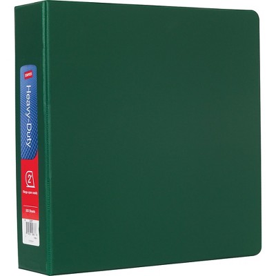 Staples Heavy-Duty Binder with D-Rings Green 500 Sheet Capacity 2" Ring 56315-CC/24657