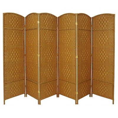 6 ft. Tall Diamond Weave Fiber Room Divider - Light Beige (6 Panels)