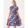 Allegra K Women's Tie Waist Beach Tropical Floral Printed Midi Wrap Dress - 4 of 4