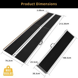 2FT Portable Wheelchair Ramp, Non-Slip Aluminum Folding Handicap Ramp,800 LBS Weight Capacity Door Threshold Wheelchair Ramps for Car Stairs Curbs - 1 of 4