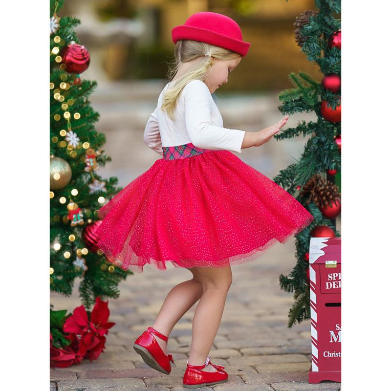 Girls All That Glitters Plaid Bow Christmas Tutu Dress - Mia Belle Girls, 4 of 7