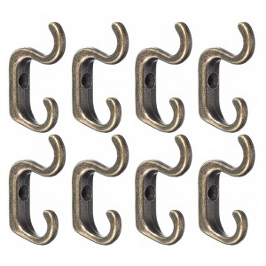 Unique Bargains Zinc Alloy Double Prong Retro Hanging Towel Backpack Clothes Scarf Keys Hat Mini Small Hooks - 1 of 4