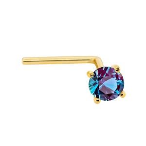 Jewelry Avalanche 22G 14K Gold L-shape Nose Stud with Alexandrite Gemstone - 1 of 3