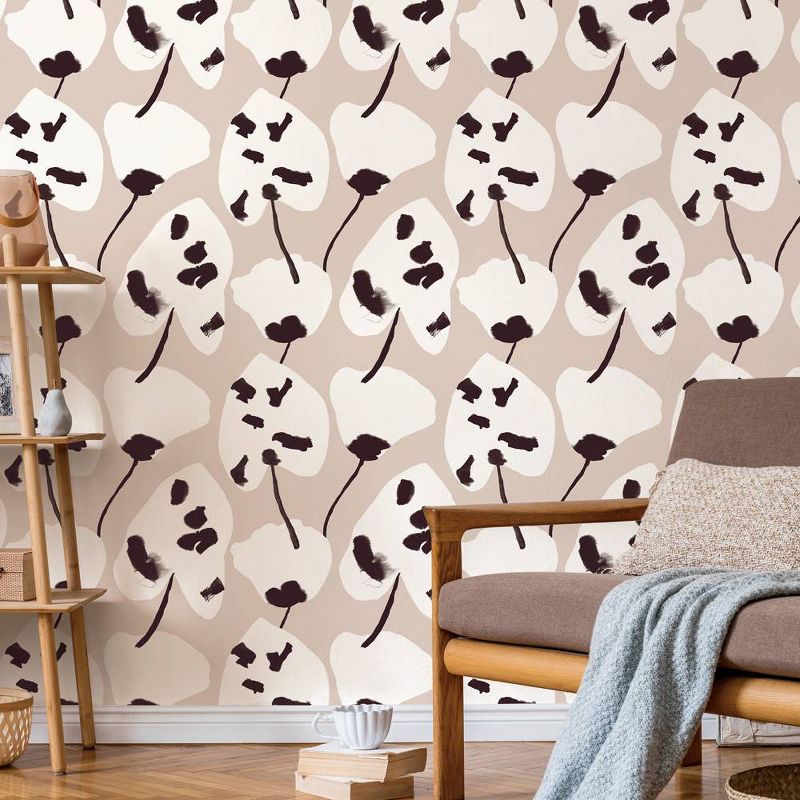 Tempaper &#38; Co Painted Palm Removable Peel and Stick Wallpaper, Cocoa Chic, 28&#39;, 4 of 5