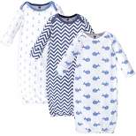 Hudson Baby Infant Boy Cotton Long-Sleeve Gowns 3pk, Blue Whales, 0-6 Months