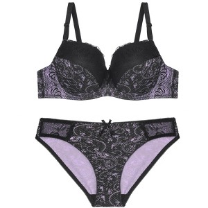 Agnes Orinda Women's Plus Push-Up Underwire Comfort Undergarment Set - 1 of 4