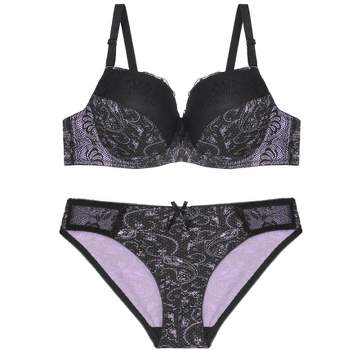 Pierre cardin 1214 push up purple bra set with matching panties 10 12 14 B  C
