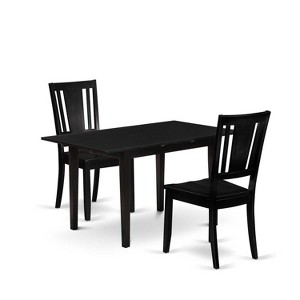 HomeStock 3-Piece Black Finish Rectangular Solid Wood Top With Butterfly Leaf Dining Table Set - 1 of 4