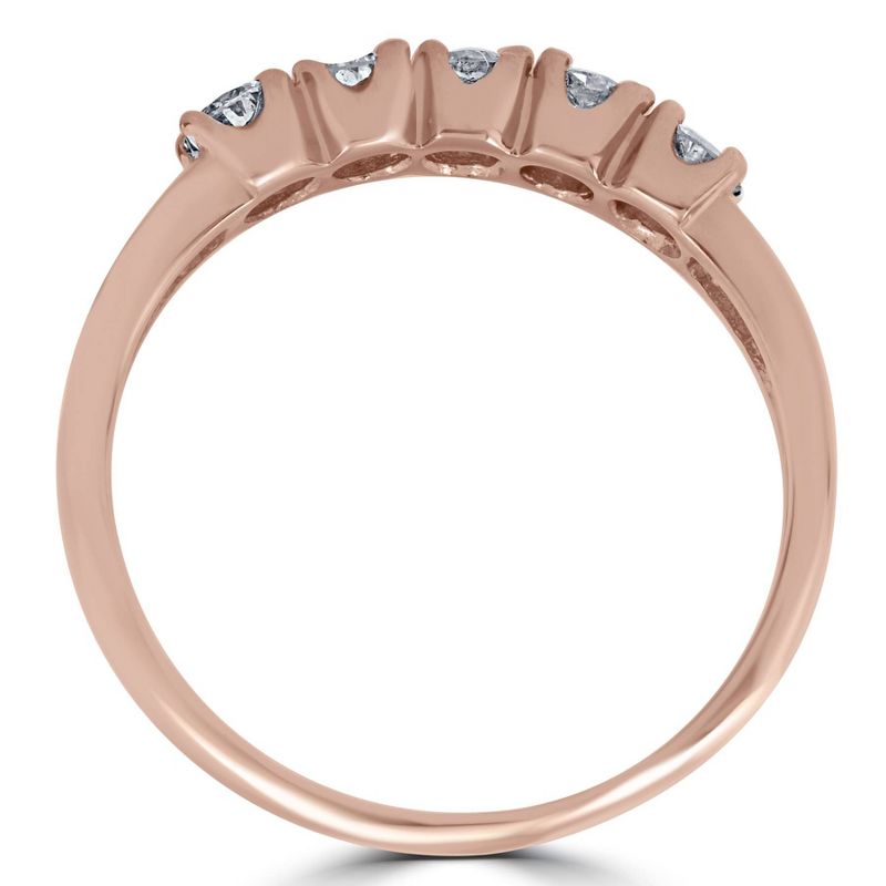 Pompeii3 1/2ct 5-Stone Diamond Wedding Ring 14K Rose Gold, 3 of 5
