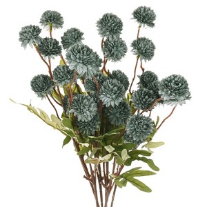 Unique Bargains 5-Heads Artificial Chrysanthemum Ball Flowers Silk Bouquets Real Touch 20 Inch - 1 of 4