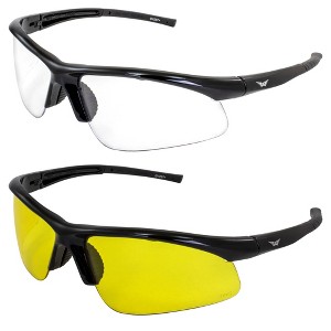 2 Pairs of Global Vision Eyewear Ambassador Safety Motorcycle Glasses with Clear, Yellow Lenses - 1 of 4