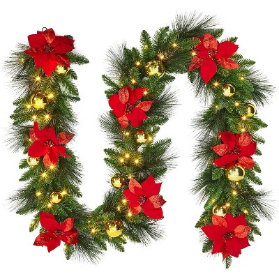 9ft Pre-Lit Christmas Wreath for Front Door, Extra Large Outdoor Artificial Wreath with Pine Cones for Indoor Porch & Party Decor