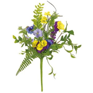 Northlight Pansy and Wild Blossom Artificial Floral Bush - 1 of 1