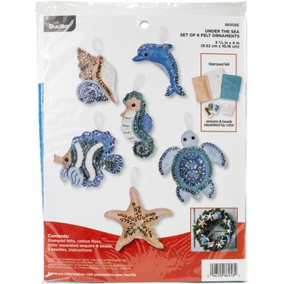 Bucilla Felt Ornaments Applique Kit Set Of 6-Under The Sea