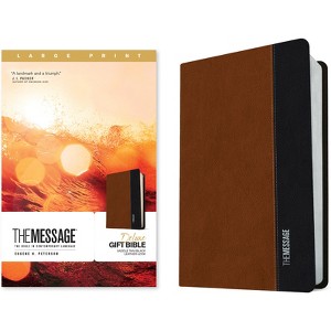 The Message Deluxe Gift Bible, Large Print (Leather-Look, Saddle Tan/Black) - (Leather Bound) - 1 of 1