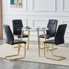 5-Piece Dining Set with Glass Table and 4 PU Armless Chairs - 2 of 4