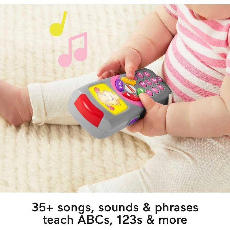 Fisher-Price Laugh & Learn Baby Learning Toy, Sister Puppy's Remote Pretend TV Control with Music and Lights for Ages 6+ Months - Gray, 4 of 7