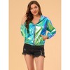 INSPIRE CHIC Women's Holographic Shiny Long Sleeve Zipper Hooded Metallic Jacket - 2 of 4