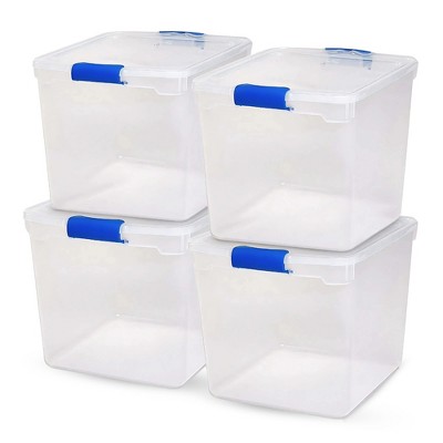 Homz Secure Latch Large Clear Stackable Storage Container Bin, 31 Quart, 4 Count