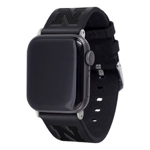 NCAA Nebraska Cornhuskers Apple Watch Compatible Leather Band 42/44/45/49mm - Black - 1 of 4