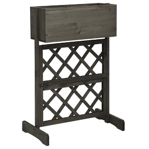 vidaXL Solid Firwood Garden Trellis Planter with Large Flower Box - Outdoor Use - Gray 17.7"x11.8"x29.1" - 1 of 4