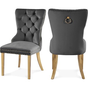 Meridian Furniture,Carmen Velvet Dining Chairs, Set of 2 - 1 of 4