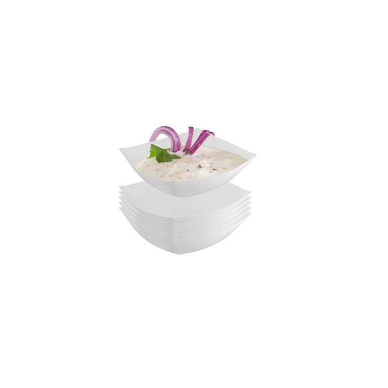 Crown Display White Disposable Serving Bowl Squared Convex Bowl - White Plastic Bowl, 1 of 8