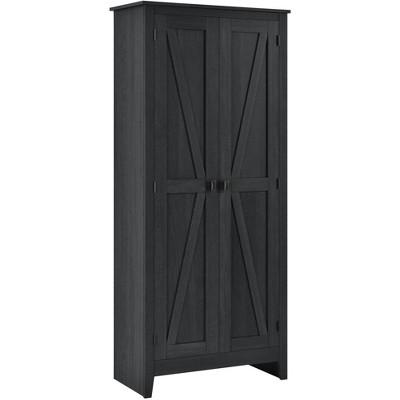 Black Oak Farmhouse Adjustable Shelving Storage Cabinet