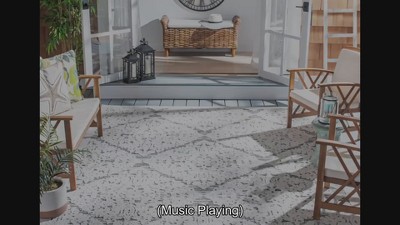 Ivory Geometric 6' x 9' Synthetic Indoor/Outdoor Area Rug