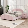 Velvet Upholstered Platform Bed Vertical Channel Tufted Headboard and Footboard - 2 of 4