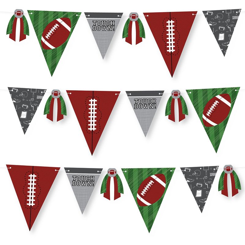 Big Dot of Happiness End Zone - Football - DIY Baby Shower or Birthday Party Pennant Garland Decoration - Triangle Banner - 30 Pieces, 1 of 9