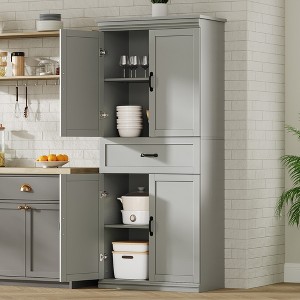 Garvee Pantry Cabinet, 70" Tall Kitchen Storage Cabinets with 4 Doors, Adjustable Shelves, Tall Cupboard for Bathroom, Dining Room - 1 of 4