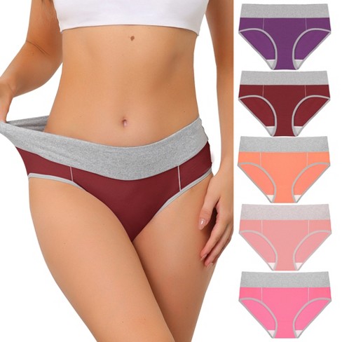  Women Sexy Lace Satin Silk Panties Underwear Mid Waist  Breathable Bikini Briefs Rose Pink Medium