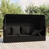 vidaXL Black Patio Lounge Bed with Roof and Cushions - Poly Rattan Outdoor Sun Bed - Adjustable Recliner with Extra Foam Cushions - 2 of 4