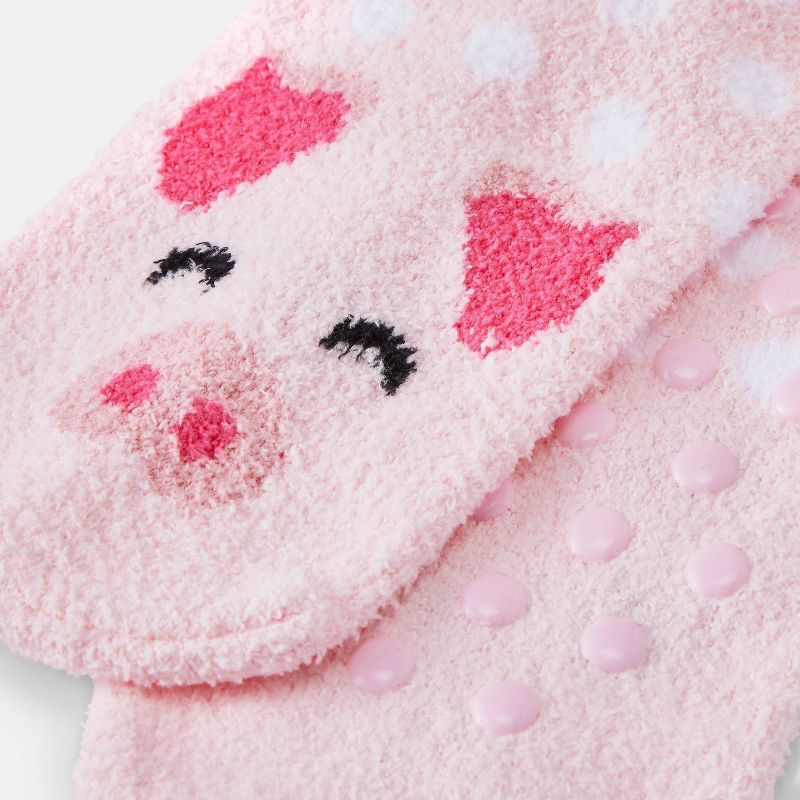 Women&#39;s 2pk Piggy Cozy Liner Socks - Pink/Gray 4-10, 3 of 4