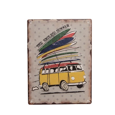 Beachcombers Metal Surf Van Surfboards Sign 11.79 x 0.19 x 1.57 Inches.