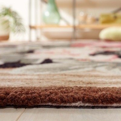 Handmade Black Floral Wool 6' x 9' Area Rug