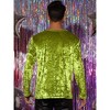 INSPIRE CHIC Men's Vintage Crew Neck Long Sleeves Velvet T-Shirts - 3 of 4