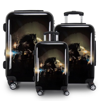 Chariot Stallion Horse 3 Piece Hardside Expandable Spinner Luggage Set