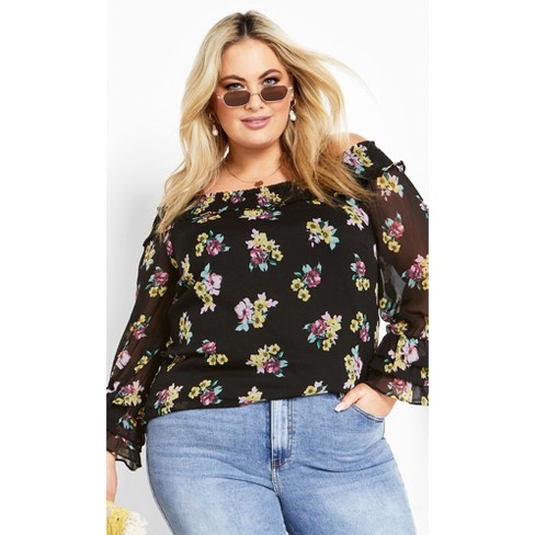 Women's Plus Size Anais Top - black | CITY CHIC - image 1 of 4