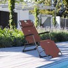 TiramisuBest 2-Piece Zero Gravity Rocking Chair Set with Pillow, Cup & Phone Holder, Foldable Recliner for Outdoor (Brown) - 3 of 4