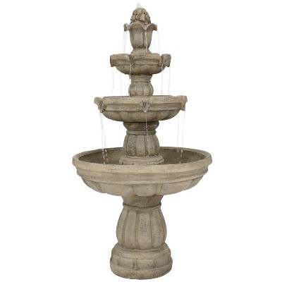 Sunnydaze 48"H Electric Fiberglass 3-Tier Outdoor Water Fountain