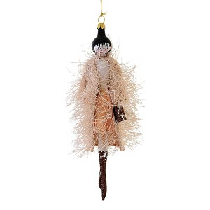 Italian Ornaments 7.0 Inch Paisley Shruts In Peach Fringe Coat Ornament Italian Diva Shopping Ladies Style 5Th Avenue Tree Ornaments - 1 of 3