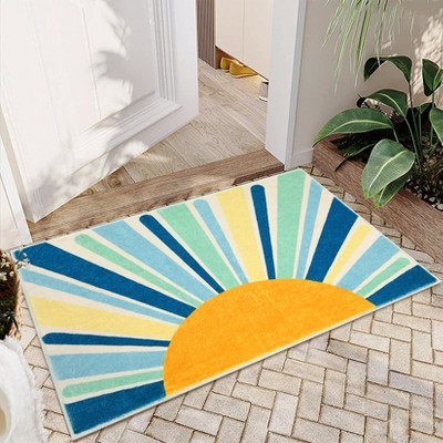 Modern Washable Area Rug Sunrise Colorful Indoor Throw Carpet for Living Room Bedroom