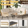 4-Piece Outdoor Wicker Patio Furniture Set, L-Shaped Sectional with Cushions, Side Table & Chairs, Boho Rattan 5-Seater for Porch, Backyard - 3 of 4
