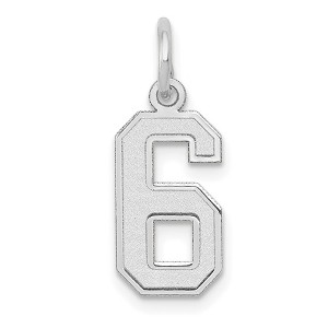 Black Bow Jewelry 14k White Gold, Jersey Collection, Small Number 6 Pendant - 1 of 4