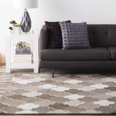 Hauteloom Paron Brown Gray Trellis Wool Carpet