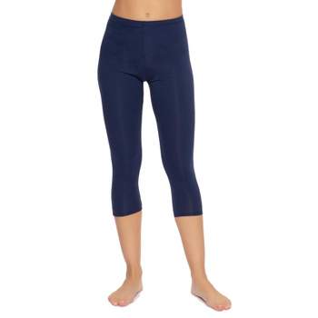 High Waisted Yoga Pants Women Capri Leggings Workout Leggings Seamless Navy  Blue