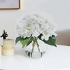 EcoSummer 2PCS Artificial Hydrangea Flowers in Glass Vase, 8" Silk Fake Flowers Home Table Decor, Blue & White. - 3 of 4